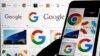 Various Google logos are seen in search results on two devices in New York, Sept. 11, 2023.