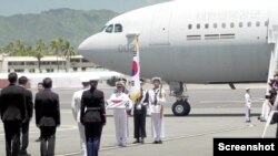 미국 하와이 히캄 공군기지에서 25일 ‘한국군 전사자 유해인수식’이 거행됐다. 사진 = DPAA 영상 캡처.