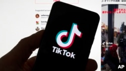 Logo TikTok terlihat di sebuah layar ponsel pada 18 Maret 2023 di Boston. (Foto: AP)