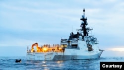 USCGC Stratton (WMSL 752) conducts boat operations in the North Pacific Ocean, Sept. 23, 2022. 