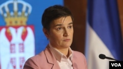 Arhiva - Predsednica Skupštine Srbije Ana Brnabić daje izjavu posle razgovora sa predstavnicima opozicije, 1. aprila 2023.