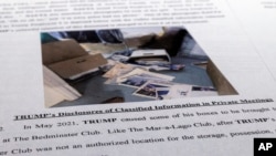 FILE - The indictment against Donald Trump in a classified documents case is pictured June 9, 2023. 