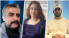 توماج صالحی (راست)، شکیلا منفرد، و مهدی مسکین‌نواز