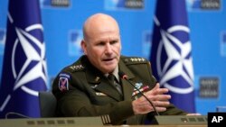 FILE - General Christopher Cavoli, NATO's Supreme Allied Commander Europe, addresses a media conference at NATO headquarters in Brussels, Jan. 18, 2024.