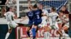 FILE - Racing Louisville FC's Erin Simon, left, and Freja Olofsson (8) defend against North Carolina Courage's Kaleigh Kurtz (3) in an NWSL soccer match in Cary, N.C., Oct. 6, 2021.