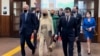 From left U.S. Democrat Sen. Ed Markey of Massachusetts, left, and Democratic House member John Garamendi of California, second left, back, arrive with their wives at the parliament building in Taipei, Taiwan, Aug. 15, 2022. 