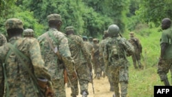 Wanajeshi wa Uganda wakiwa katika oparesheni, Beni, DRC Dec. 8, 2021.
