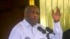 L'ancien président ivoirien Laurent Gbagbo s'exprime lors de sa rencontre avec le président ivoirien Alassane Ouattara au palais présidentiel d'Abidjan, le 27 juillet 2021.
