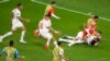 Morocco's Zakaria Aboukhlal celebrates with his teammates after scoring his side's second goal during the World Cup group F soccer match between Belgium and Morocco, at the Al Thumama Stadium in Doha, Qatar, Nov. 27, 2022.