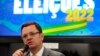 El ahora exministro de Justicia de Brasil, Anderson Torres, habla durante una conferencia de prensa sobre la llamada "Operación Elecciones", previo a las elecciones generales del domingo 2 de octubre, en Brasilia, Brasil, el sábado, 1 de octubre de 2022. [Archivo].