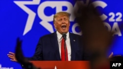FILE - Former President Donald Trump speaks at the Conservative Political Action Conference 2022 (CPAC) in Orlando, Florida, Feb. 26, 2022.