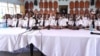Des pilotes à la conférence de presse du syndicat des pilotes de Kenya Airways, le 7 novembre 2022.