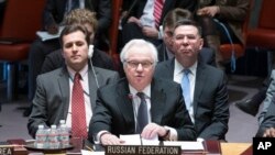 Russia's U.N. Ambassador Vitaly Churkin speaks during an U.N. Security Council meeting on the Ukraine crisis, Saturday, March 15, 2014, at United Nations headquarters. 
