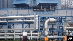 FILE - RheinEnergie's combined heat and power plant in the Niehl district of Cologne, which is fired with natural gas, supplies central Cologne with district heating, among other things, in Cologne, Germany, March 31, 2022.