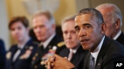 Le président Barack Obama rencontre les militaires à la Maison-Blanche à Washington, DC, le 4 janvier 2017.