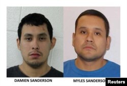Damien Sanderson, left, and Myles Sanderson, who are named by the Royal Canadian Mounted Police (RCMP) as suspects in stabbings in Canada's Saskatchewan province, are pictured in this undated handout image released by the RCMP Sept. 4, 2022.
