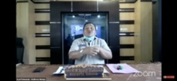 Wali Kota Sibolga, Syarfi Hutauruk dalam diskusi daring Platform Digital x UMKM Atasi Kelangkaan APD, Selasa 5 Mei 2020. (Screenshot : Anugrah Andriansyah)