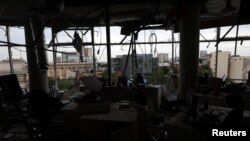 The aftermath of a shelling on an office building near the centre of Kharkiv, which hadn’t been shelled in weeks, as Russia’s attack on Ukraine continues in Kharkiv, Ukraine, June 25, 2022. 