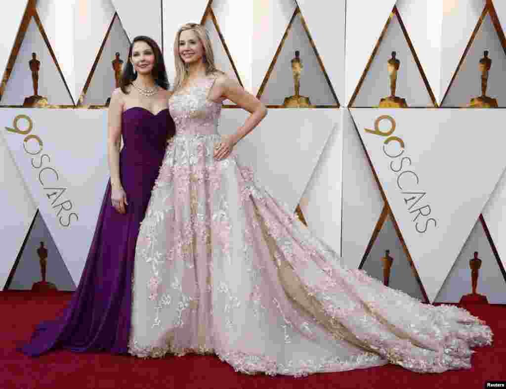 Ashley Judd and Mira Sorvino on the red carpet at the 90th Academy Awards in Hollywood, Ca, March 4, 2018.