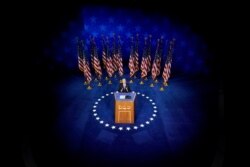 Democratic presidential candidate former Vice President Joe Biden speaks during the fourth day of the Democratic National Convention, Thursday, Aug. 20, 2020, at the Chase Center in Wilmington, Del. (AP Photo/Andrew Harnik)