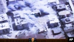 FILE - Lt. Gen. Sergei Rudskoi of the Russian military's General Staff speaks at a briefing at the Russian Defense Ministry's headquarters in Moscow, Russia, Oct. 13, 2016. 