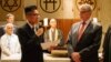 The Interfaith Climate Statement is handed over to Mogens Lykketoft, president of the U.N. General Assembly.(Credit: Alex Price, GreenFaith)