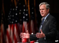 Former Florida Gov. Jeb Bush speaks during a Faith and Family Presidential Forum at Bob Jones University in Greenville, S.C., Feb. 12, 2016.