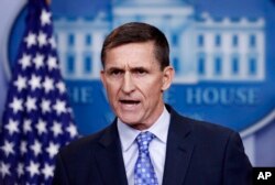 National Security Adviser Michael Flynn speaks during a news briefing at the White House, in Washington, Feb. 1, 2017. Flynn said Iran's ballistic missile launch last week was a violation of U.N. Security Council Resolution 2231.