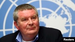 Майк Раян, виконавчий директор Всесвітньої організації охорони здоров’я під час прес-конференції у Женеві, де міститься штаб-квартира організації