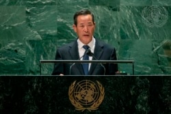 Duta Besar Korea Utara untuk PBB Kim Song berbicara di Majelis Umum PBB, 27 September 2021, di markas besar PBB. (Foto: AP)