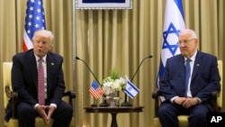Les présidents Donald Trump et Reuven Rivlin à Jérusalem, Israël, le 22 mai 2017.