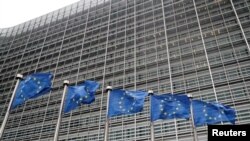 벨기에 브뤼셀 시내 유럽연합(EU) 본부 단지에 EU기가 게양돼 있다.(자료사진)