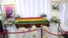 The coffin of the late former Zimbabwean leader Robert Mugabe at his residence in Harare, Sept. 12, 2019.