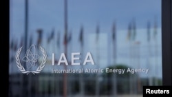 Логотип Міжнародного агентства з атомної енергії (МАГАТЕ) у штаб-квартирі агентства у Відні, Австрія, 11 квітня 2024 р. (Фото: REUTERS/Leonhard Foeger)