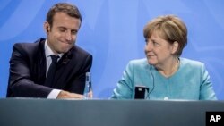 Emmanuel Macron, Angela Merkel, Berlin, le 29 juin 2017. 