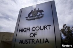FILE - The High Court of Australia in Canberra, Australia, Oct. 15, 2014.