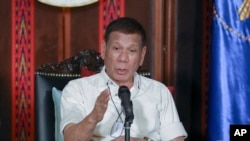Presiden Filipina Rodrigo Duterte di Malacanang, Manila. (Foto: Toto Lozano/Malacanang Presidential Photographers Divisiion via AP)