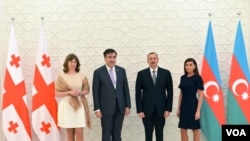 Prezident İlham Əliyev və xanımı Mehriban Əliyeva - prezident Mixeil Saakaşvili və xanımı Sandra Elizabet Rulofs.