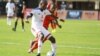 Le défenseur du Congo Brazzaville Moubhio Bous lors du match de qualification pour la Coupe du Monde 2018 au stade Mandela National, à Kampala, le 12 novembre 2016.