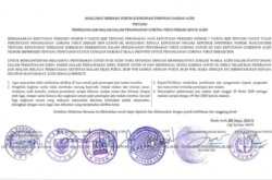 Maklumat bersama penetapan jam malam di Aceh mulai Minggu, 29 Maret 2020. (Foto: Courtesy/Pemda Aceh)