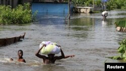 Wani yankin jihar Bayelsa da ambaliyar ruwa ta mamaye a Najeriya, ranar 6 ga watan Oktoba 2012. 