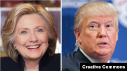 Democrat Hillary Clinton, left, and Republican Donald Trump, right
