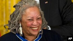 FILE - U.S. Nobel literature laureate Toni Morrison, seen in this May 29, 2012 file photo, received Distinguished Service Awards at the Authors Guild's 25th annual gala in New York City on Wednesday, May 24, 2017. 