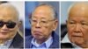 Former Khmer Rouge leadership from left: Nuon Chea, Ieng Sary, and Khieu Samphan, at trial, Phnom Penh, Nov. 21, 2011.