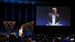 Britain's Prince Harry, speaks during a sustainable tourism summit at the Edinburgh International Conference Centre in Edinburgh, Scotland, Feb. 26, 2020. 
