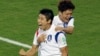 17일 브라질 월드컵 H조 조별리그 한국과 러시아의 경기에서 한국 이근호(왼쪽)가 선제골을 넣은 뒤 이청용과 기뻐하고 있다.