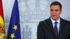 Spain's Prime Minister Pedro Sanchez delivers a statement on the political crisis in Venezuela at the Moncloa Palace in Madrid, Feb. 4, 2019. 