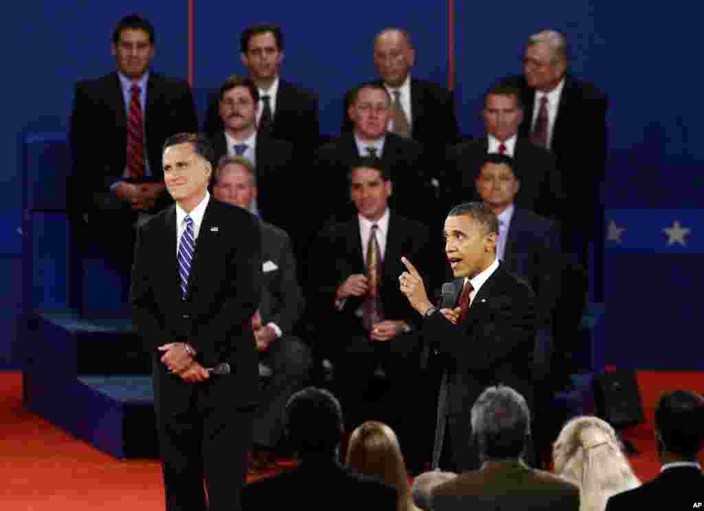 President Barack Obama speaks during the second presidential debate at Hofstra University, Hempstead, New York, October 16, 2012.