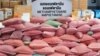FILE - Bags of methamphetamine pills are pictured during the 50th Destruction of Confiscated Narcotics ceremony in Ayutthaya province, Thailand, June 26, 2020.