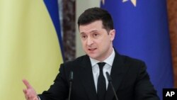 Ukraine's President Volodymyr Zelenskiy sought a meeting with Putin after the two countries traded blame over a spike in clashes in the Donbass conflict and a build-up of Russian troops near Ukraine's eastern border and in annexed Crimea.